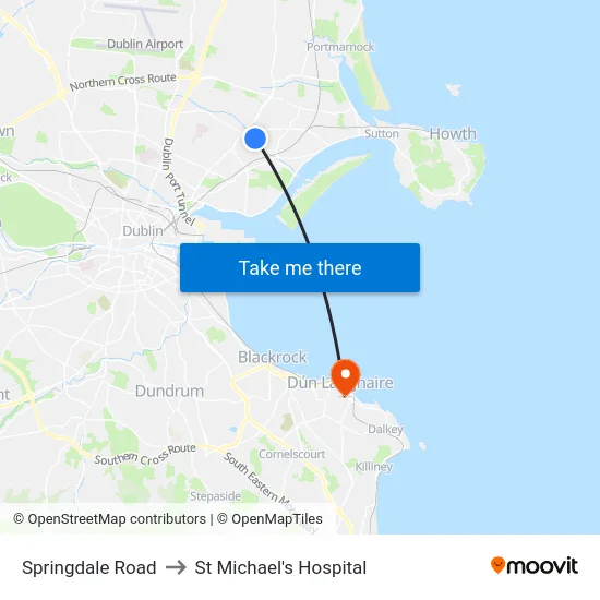 Springdale Road to St Michael's Hospital map