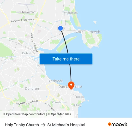 Holy Trinity Church to St Michael's Hospital map