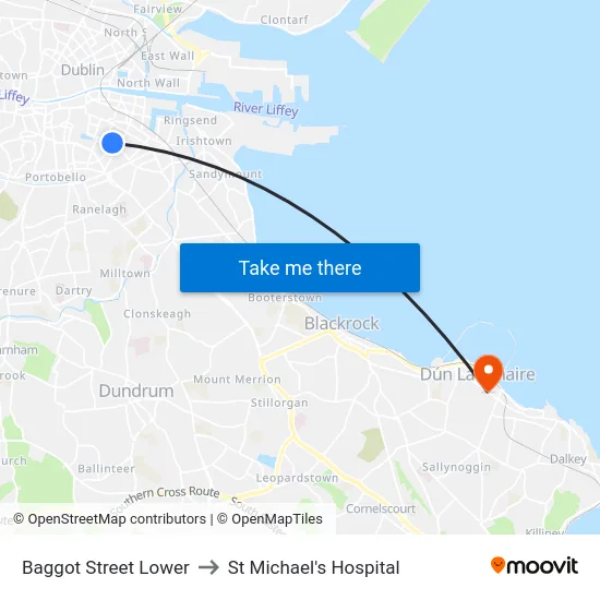 Baggot Street Lower to St Michael's Hospital map