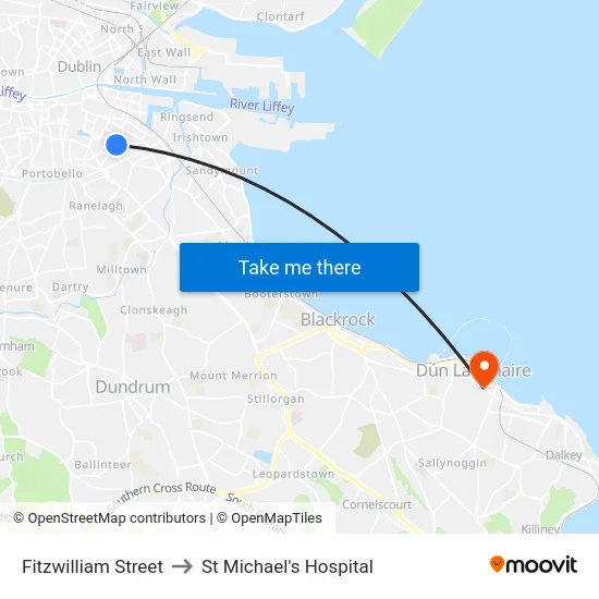 Fitzwilliam Street to St Michael's Hospital map