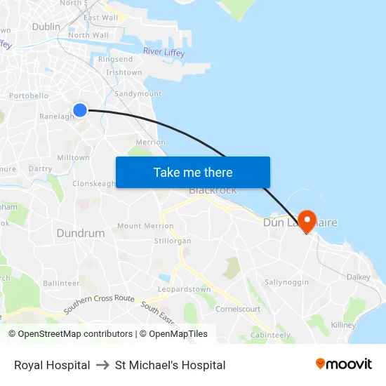 Royal Hospital to St Michael's Hospital map