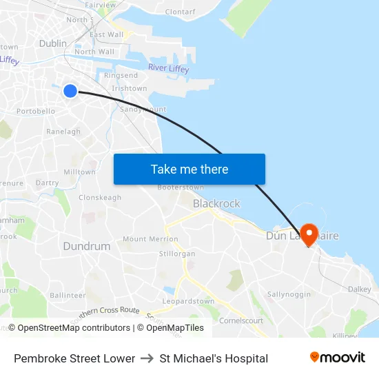 Pembroke Street Lower to St Michael's Hospital map