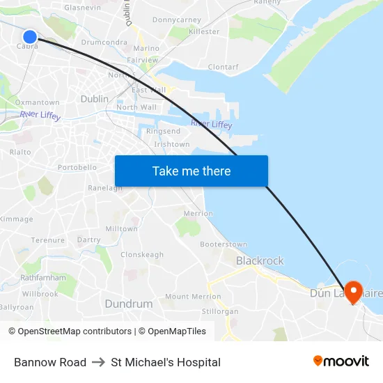Bannow Road to St Michael's Hospital map