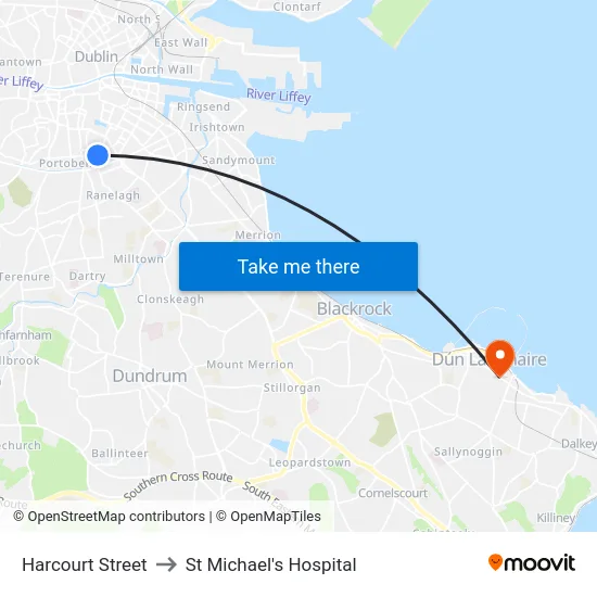 Harcourt Street to St Michael's Hospital map