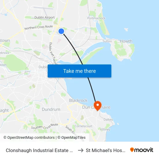 Clonshaugh Industrial Estate North to St Michael's Hospital map