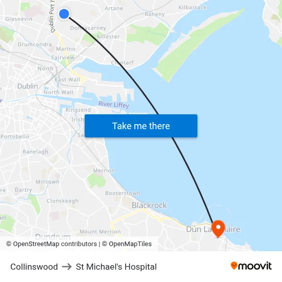 Collinswood to St Michael's Hospital map