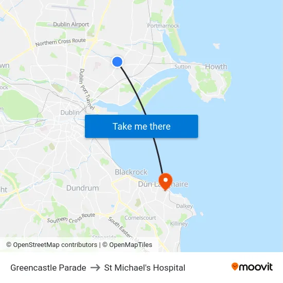 Greencastle Parade to St Michael's Hospital map