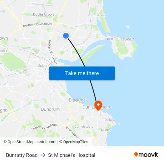 Bunratty Road to St Michael's Hospital map