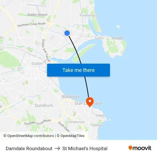 Darndale Roundabout to St Michael's Hospital map