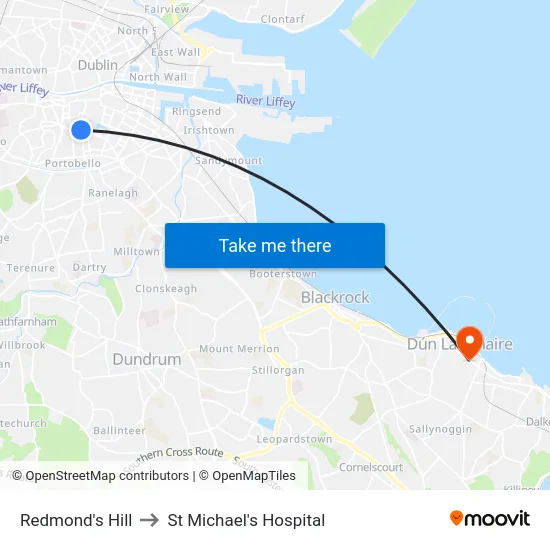 Redmond's Hill to St Michael's Hospital map