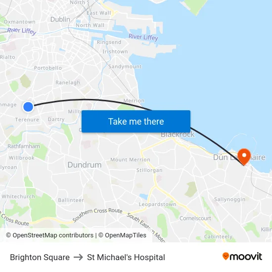 Brighton Square to St Michael's Hospital map