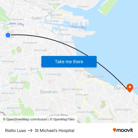 Rialto Luas to St Michael's Hospital map