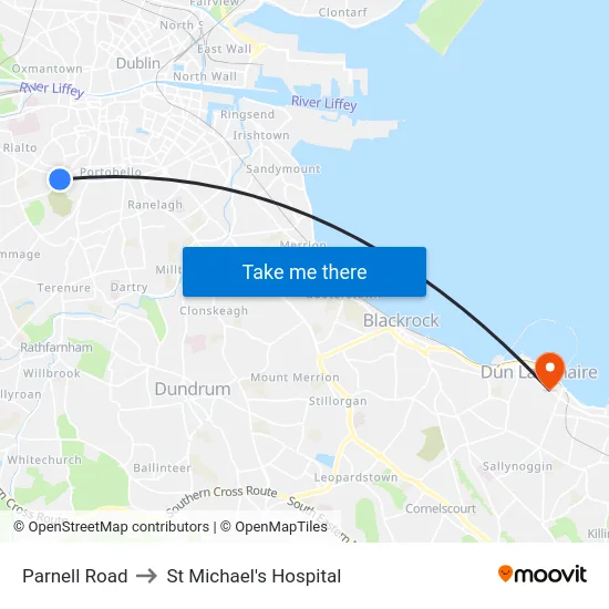 Parnell Road to St Michael's Hospital map