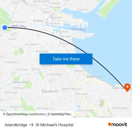 Islandbridge to St Michael's Hospital map