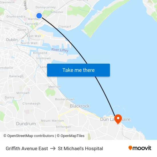 Griffith Avenue East to St Michael's Hospital map