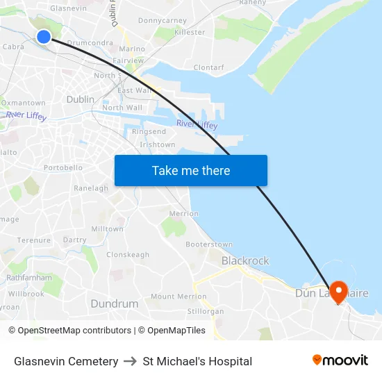 Glasnevin Cemetery to St Michael's Hospital map