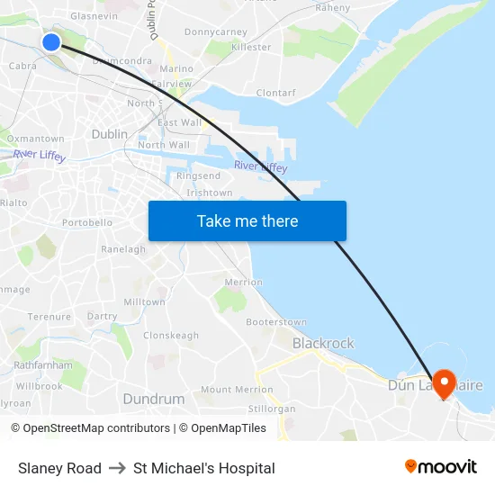 Slaney Road to St Michael's Hospital map