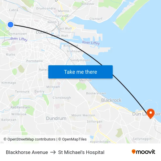 Blackhorse Avenue to St Michael's Hospital map