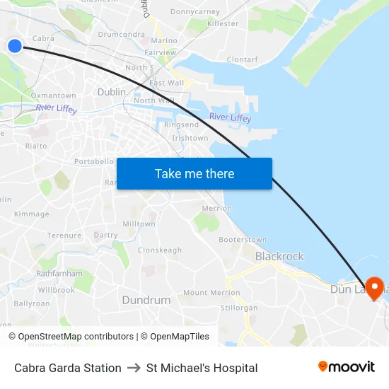 Cabra Garda Station to St Michael's Hospital map
