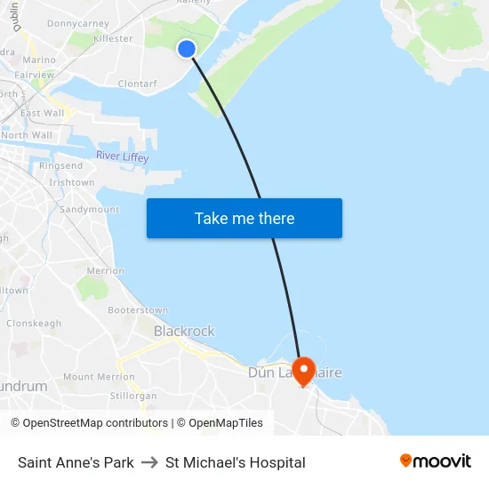Saint Anne's Park to St Michael's Hospital map