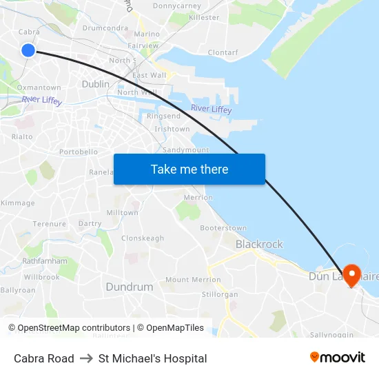 Cabra Road to St Michael's Hospital map