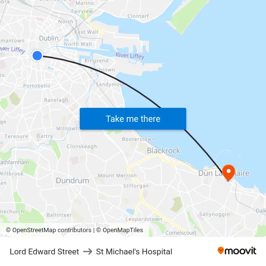 Lord Edward Street to St Michael's Hospital map