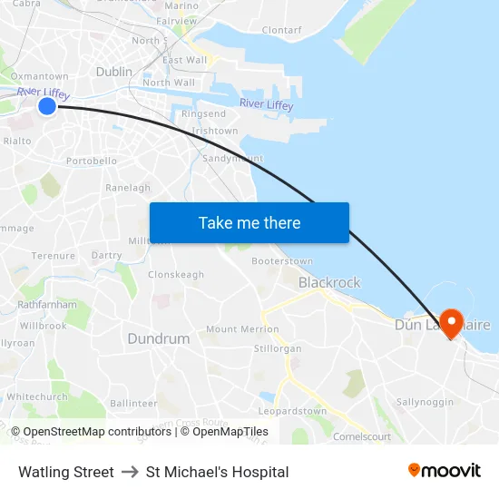 Watling Street to St Michael's Hospital map