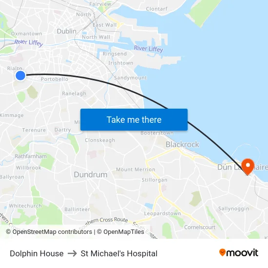Dolphin House to St Michael's Hospital map