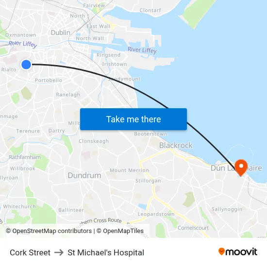 Cork Street to St Michael's Hospital map