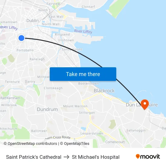 Saint Patrick's Cathedral to St Michael's Hospital map