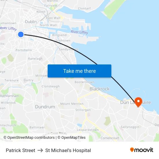 Patrick Street to St Michael's Hospital map