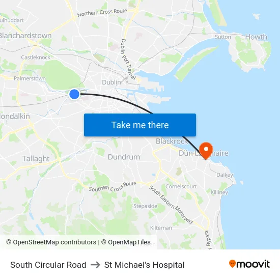 South Circular Road to St Michael's Hospital map