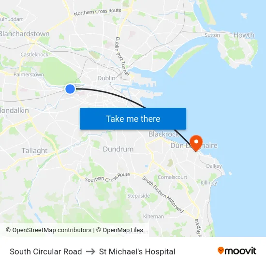 South Circular Road to St Michael's Hospital map