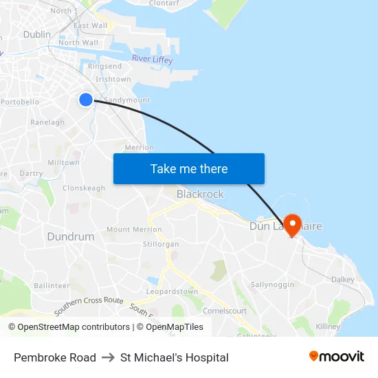 Pembroke Road to St Michael's Hospital map