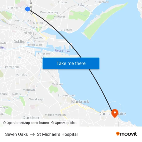 Seven Oaks to St Michael's Hospital map