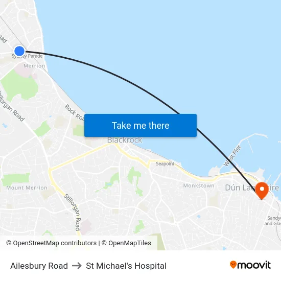 Ailesbury Road to St Michael's Hospital map