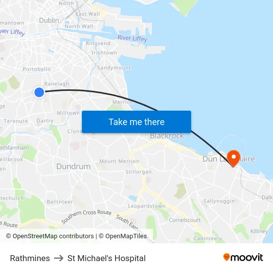 Rathmines to St Michael's Hospital map