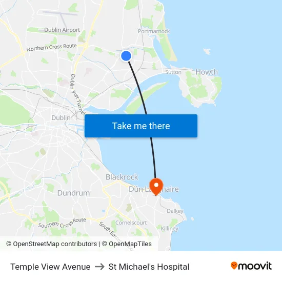 Temple View Avenue to St Michael's Hospital map
