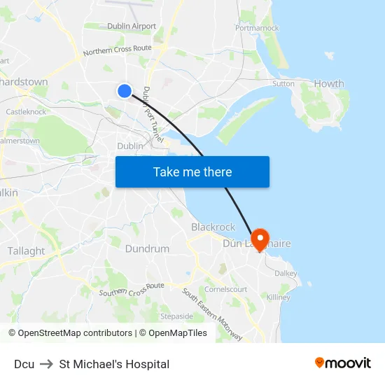 Dcu to St Michael's Hospital map