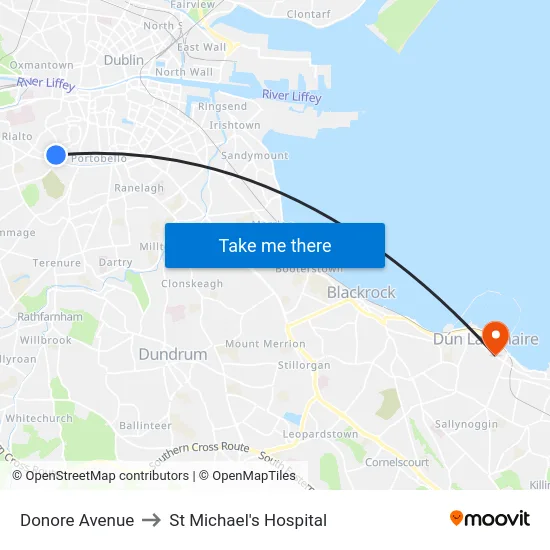 Donore Avenue to St Michael's Hospital map