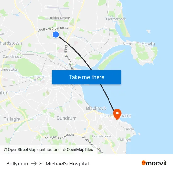 Ballymun to St Michael's Hospital map