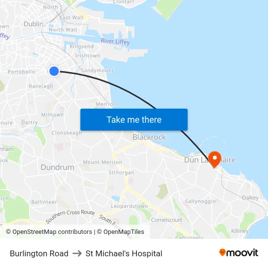 Burlington Road to St Michael's Hospital map