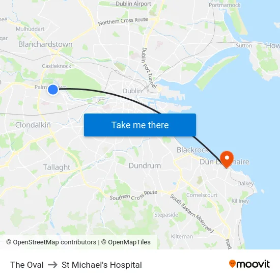 The Oval to St Michael's Hospital map