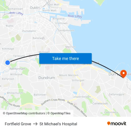 Fortfield Grove to St Michael's Hospital map