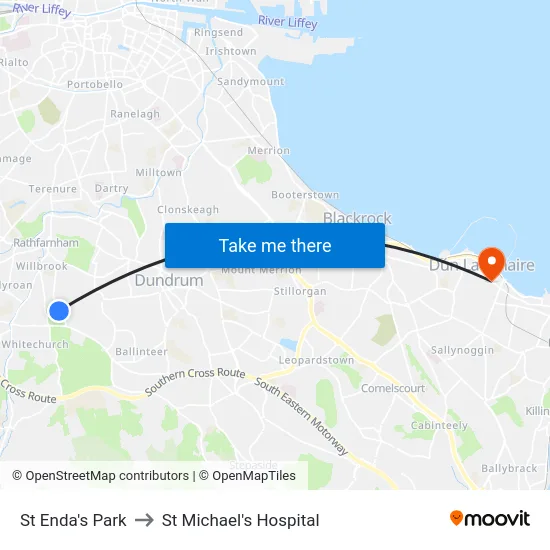 St Enda's Park to St Michael's Hospital map