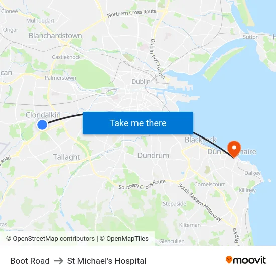 Boot Road to St Michael's Hospital map