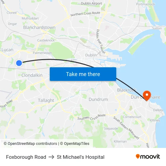 Foxborough Road to St Michael's Hospital map