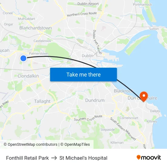 Fonthill Retail Park to St Michael's Hospital map