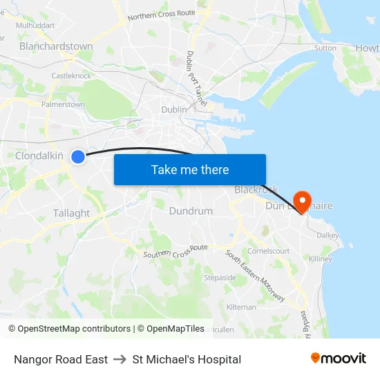 Nangor Road East to St Michael's Hospital map