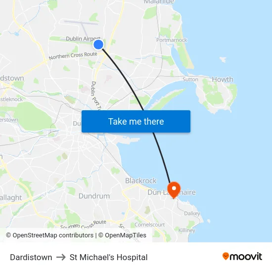 Dardistown to St Michael's Hospital map